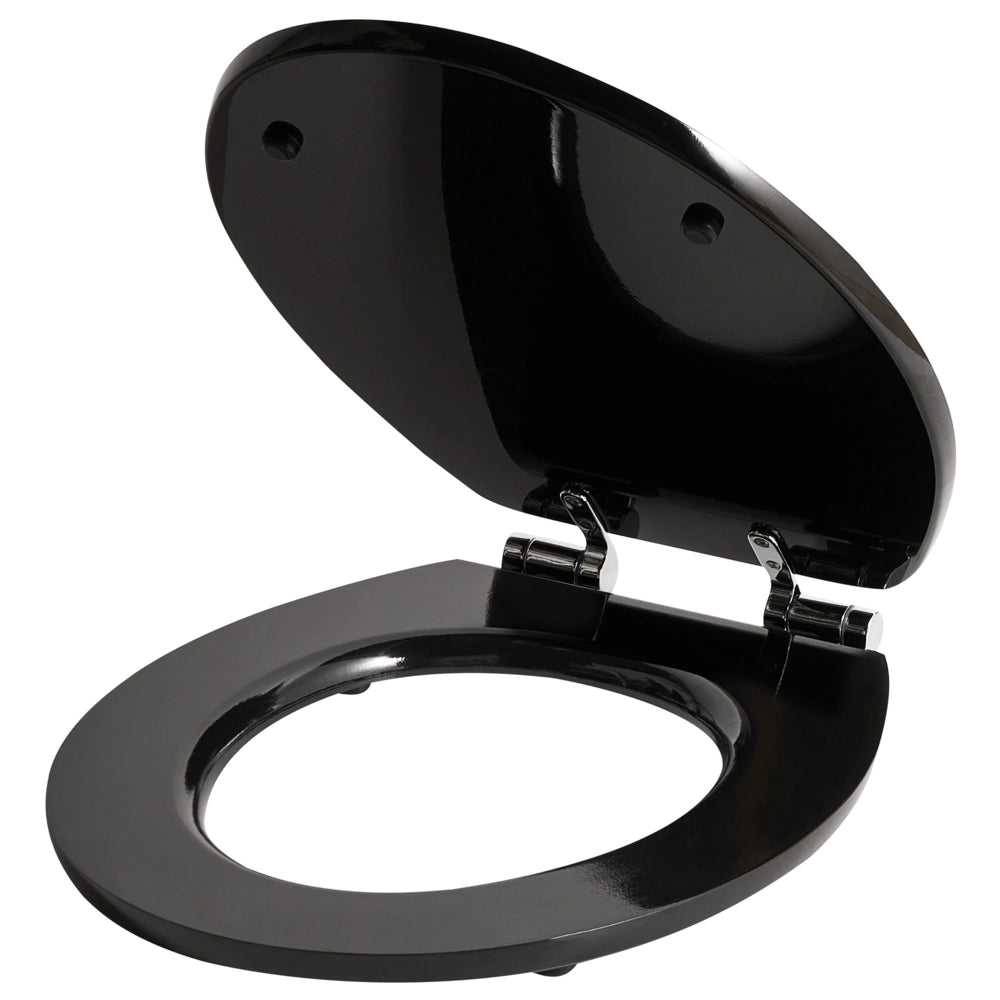 Sedile per wc in MDF nero lucido 48 x 38 cm Accessori per il bagno Stile tradizionale Wc bagno