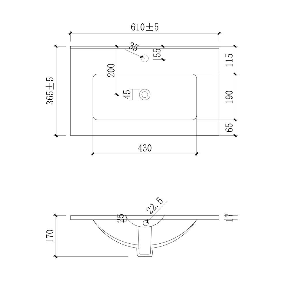 Lavabo consolle da appoggio LAV9060ES in ceramica 1 vasca 61x36.5 cm. bianco lucido