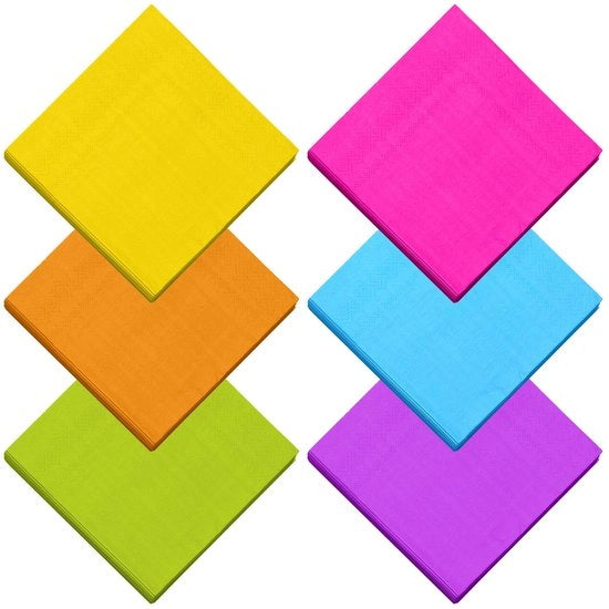 Set di tovagliolini per cocktail in carta colorata - confezione da 120 - 2 strati - 6 colori