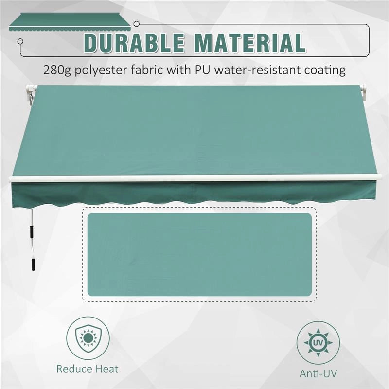 TENDA DA SOLE A MANOVELLA CON COPERTURA IMPERMEABILE 400 X 250 CM COLORE VERDE