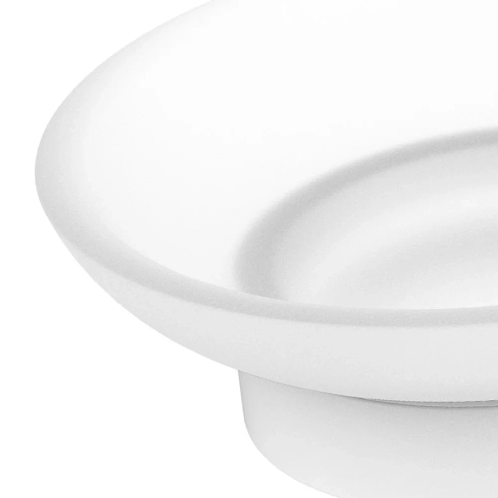 Porta sapone a muro in acciaio bianco e vetro satinato - Serie Blend