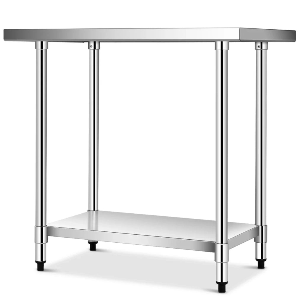 Tavolo da lavoro da cucina 61 x 91,5 x 90 cm con ripiano regolabile e ruote bloccabili stile moderno acciaio inox argento 20_0014057