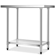 Tavolo da lavoro da cucina 61 x 91,5 x 90 cm con ripiano regolabile e ruote bloccabili stile moderno acciaio inox argento 20_0014057