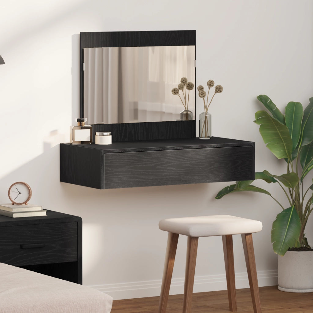 Toeletta Appesa al Muro Rovere Nero 83x40x70 cm