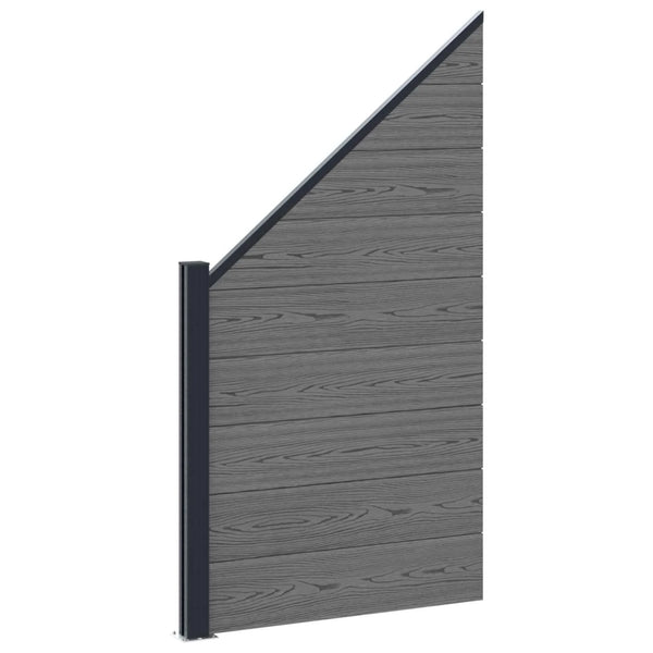 Set di Recinzione 9 pcs 1484 x 186 cm WPC e Alluminio Grigio 3429409
