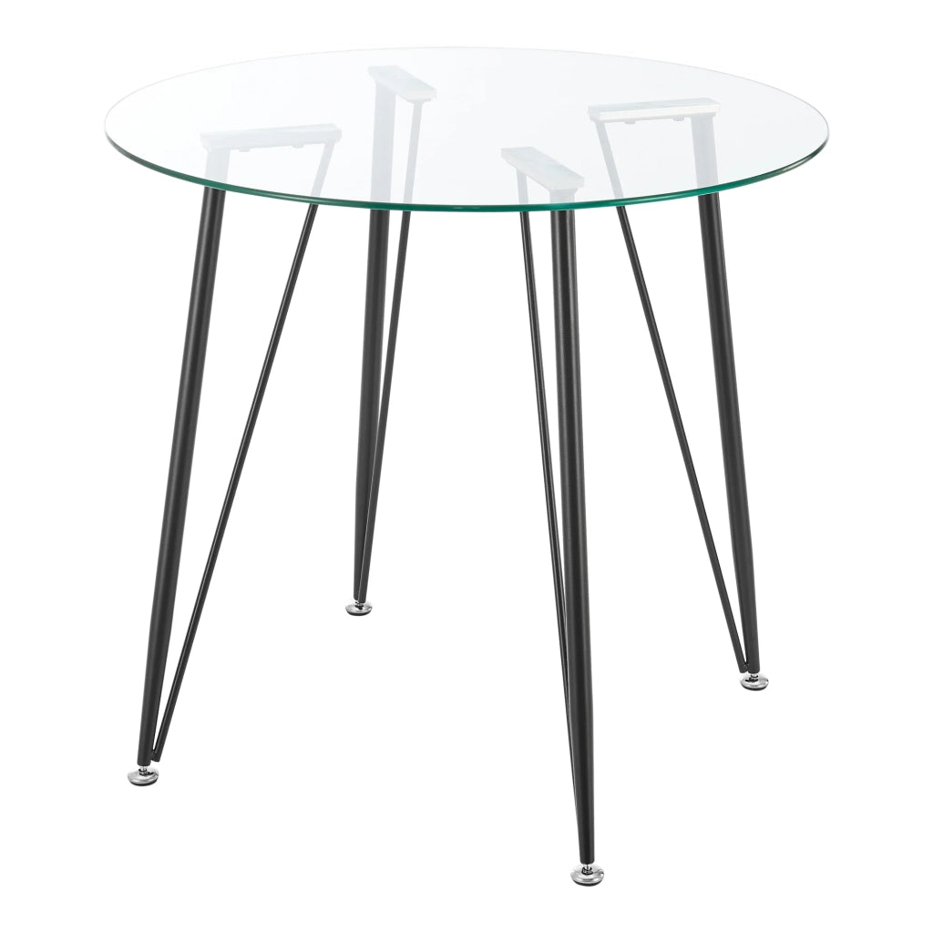 Tavolo da pranzo rotondo vetro temperato acciaio laccato 72 x 80 cm nero trasparente 03_0008807