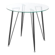 Tavolo da pranzo rotondo vetro temperato acciaio laccato 72 x 80 cm nero trasparente 03_0008807