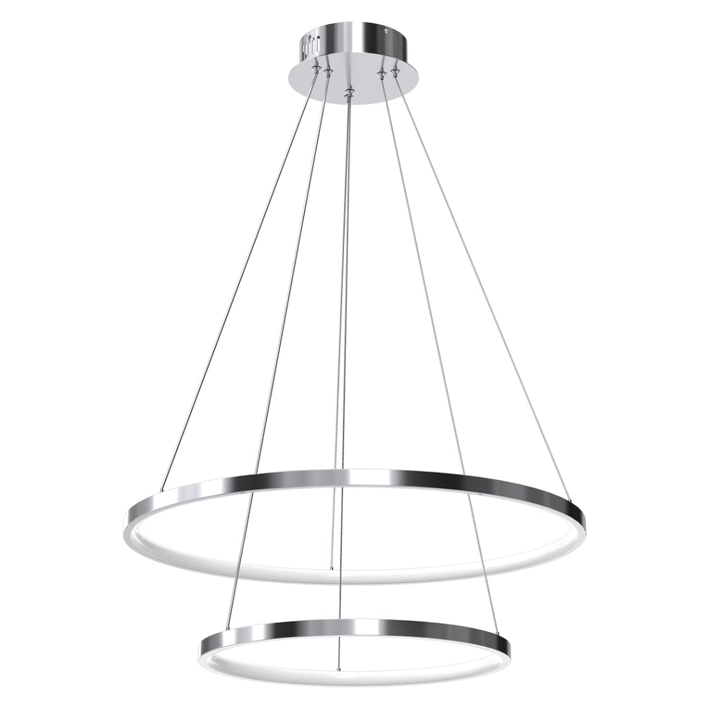 Lampada sospesa HOOP cromata doppio anello LED 51W 4000K