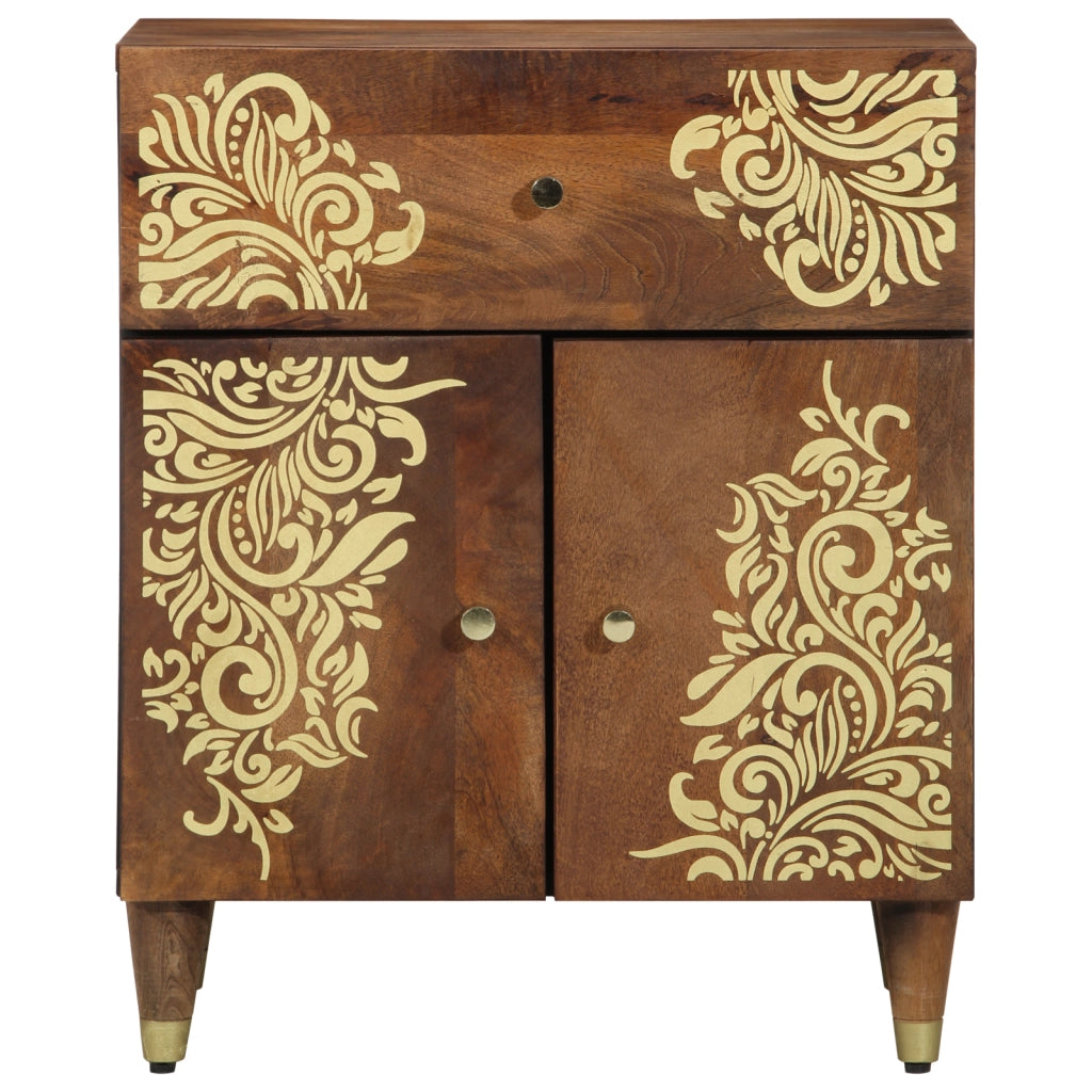 Comodino 50x33x60 cm in legno massello di mango