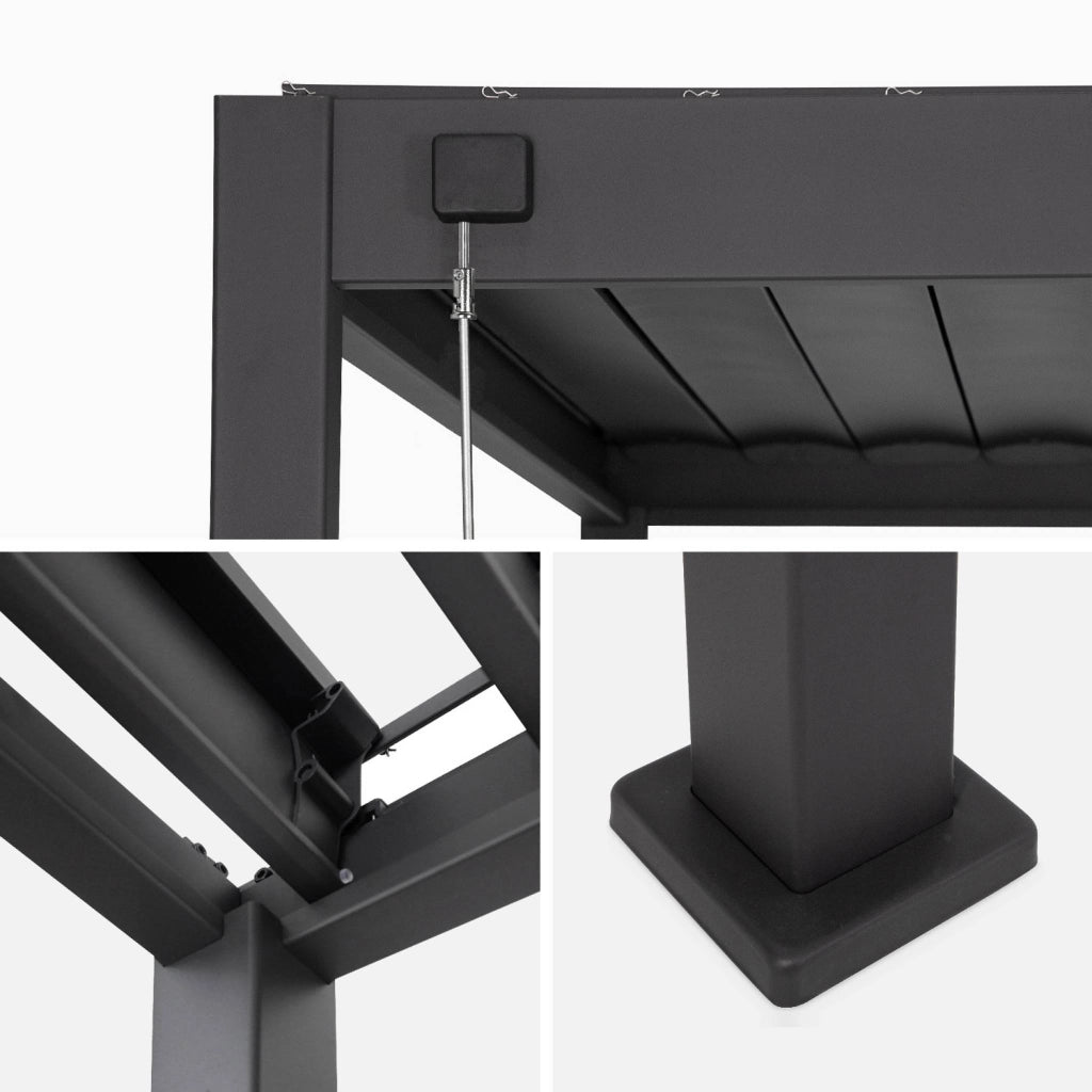 Pergola bioclimatica 3x4m in alluminio, lamelle orientabili, antracite