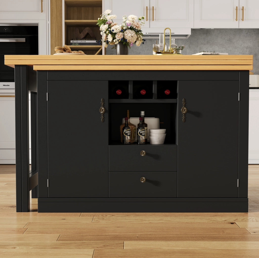 Tavolo bar allungabile 120-180x40x76 cm con spazio contenitivo in MDF nero