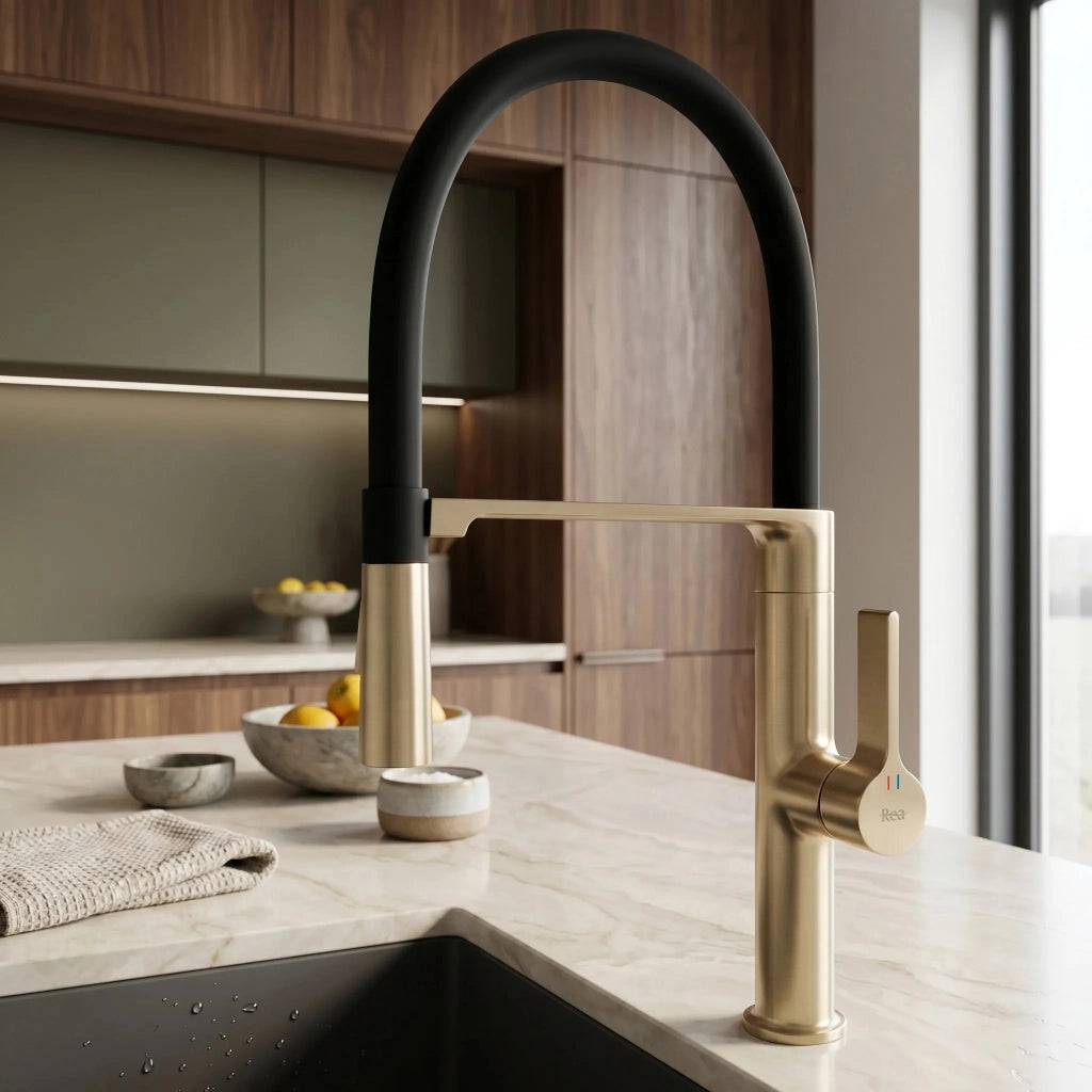 Rubinetto Da Cucina Rea Lago Brush Gold