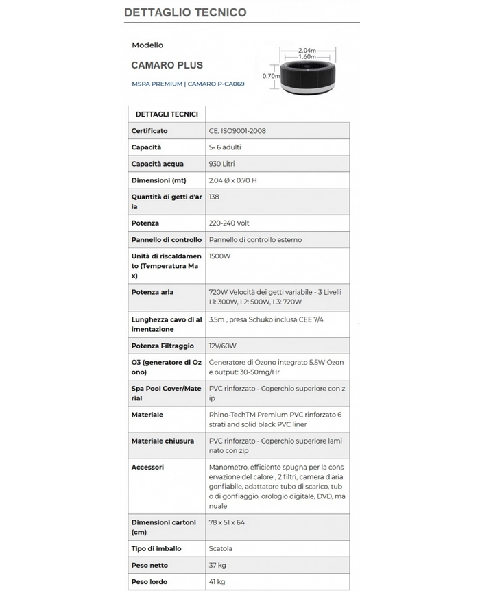 Minipiscina SPA idromassaggio gonfiabile da esterno o interno 204cm accessoriata Sicorage Corama