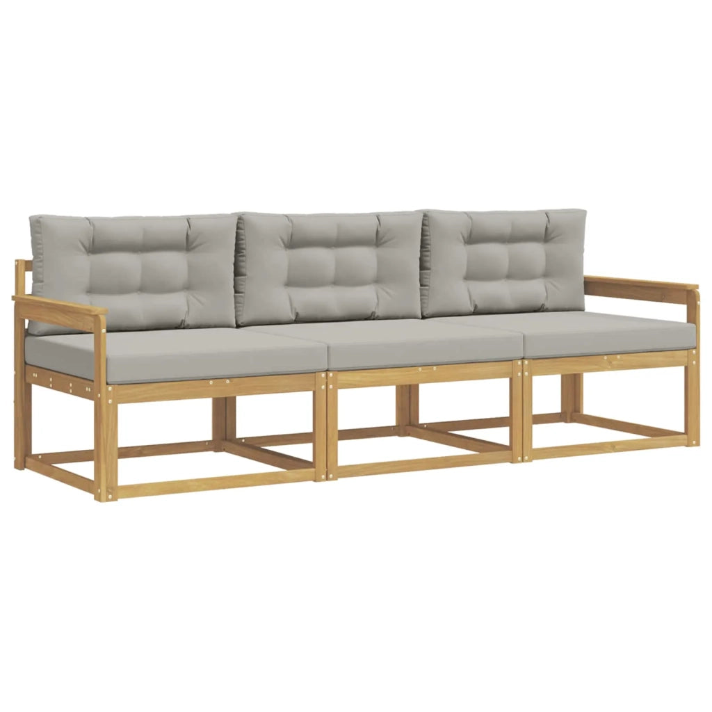 Set di divani da esterno 3 pcs Bianco e Grigio Chiaro