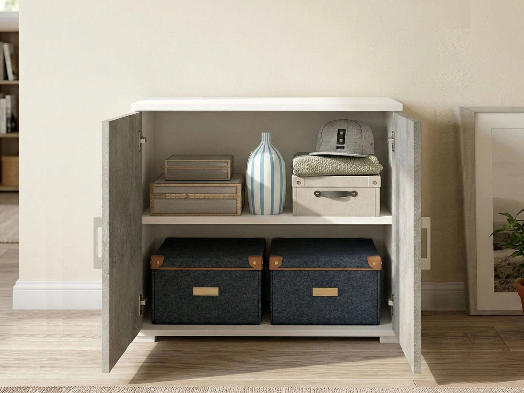 Serafinito, Armadio Multiuso 2 Ante un Ripiano Made in Italy, 90x66h cm Grigio Cemento