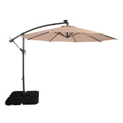 Ombrellone LED Decentrato 3m Beige Banana con Base Quadrata