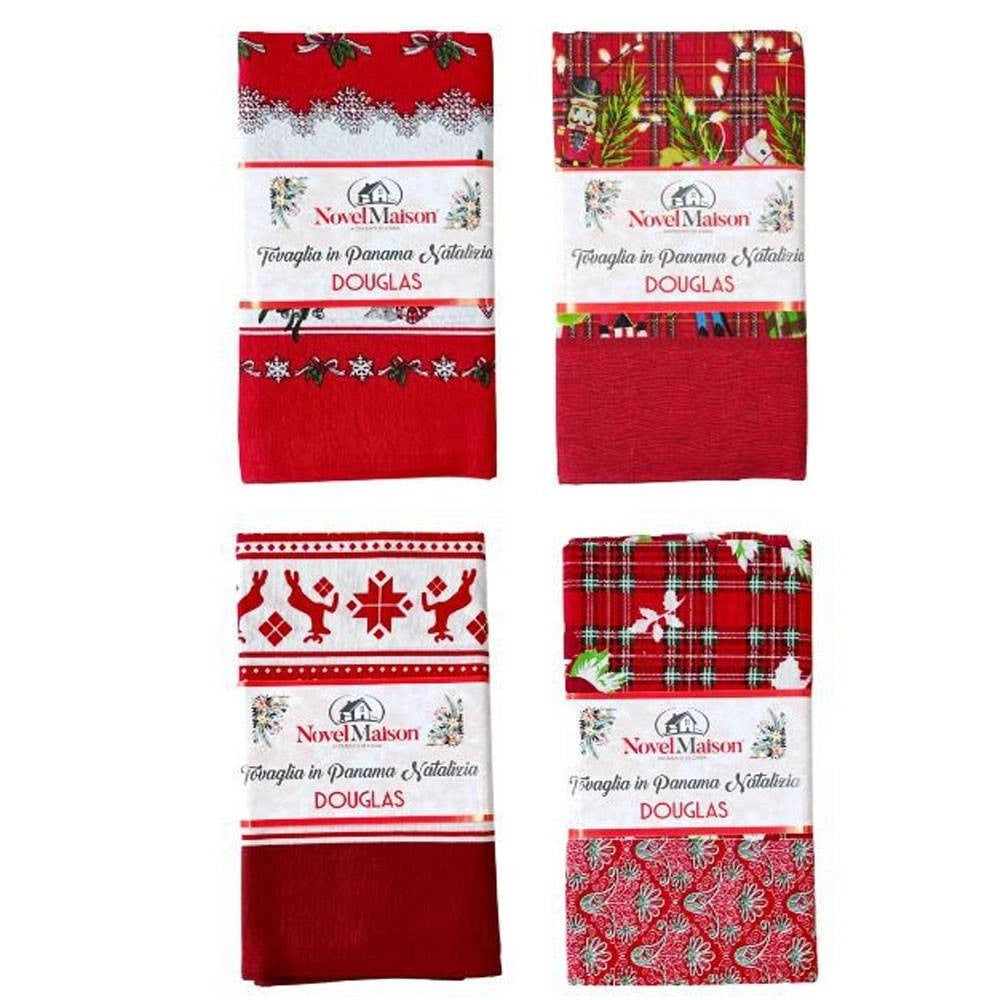 Trade Shop - Tovaglia Natalizia Tessuto Panama Resistente Tema Natale Varie Fantasie 6 Posti -