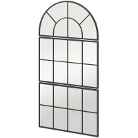 Specchio da Parete ad Arco Stile Finestra per Camera da Letto e Ingresso, 76x43 cm, Nero
