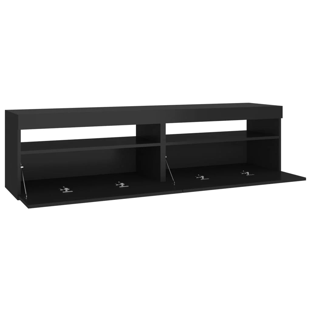 Mobile TV multimediale scaffale TV credenza mobile TV sala da pranzo soggiorno camera da letto 2 pezzi con luci LED 75 x 35 x 40 cm nero 02_0028574