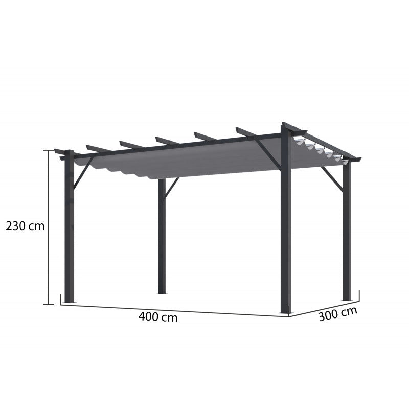 Telo di ricambio grigio in poliestere 140 g/m² impermeabile – per pergola 4030 – 366 x 255 cm – PER4030BG Foresta