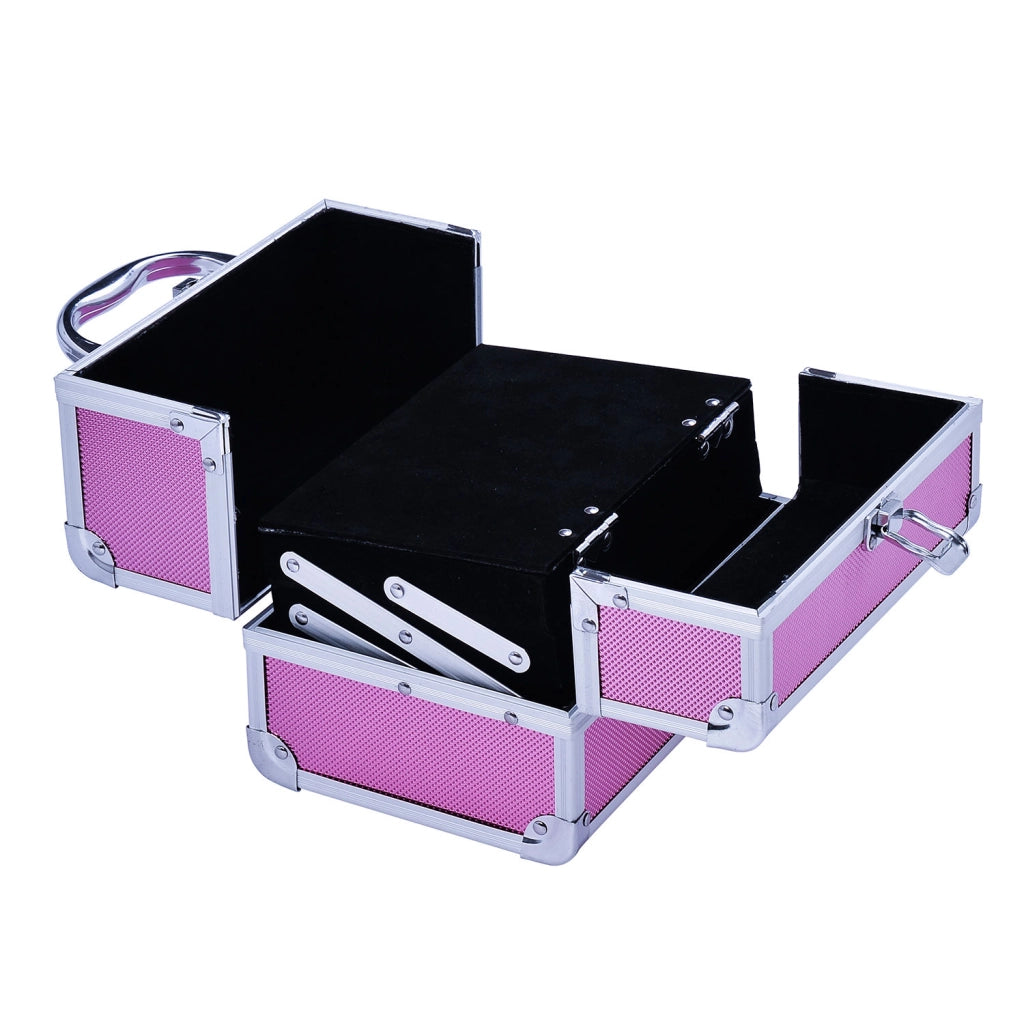 Malet¨ªn Maquillaje Profesional Estuche de Cosm¨¦tico Port¨¢til con Bandejas de 3 Niveles y Espejo 2 Llaves para Joyero Manicura Viaje 20x15x15 cm Rosa ¨C zephmum ¨C Rosa