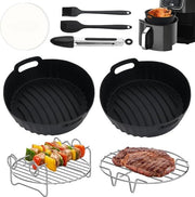 Set di coperture per griglia a silicone da 8 pezzi - adatto per Ninja Tower, COSORI - set di contenitori e griglie riciclabili - accessori per BBQ - spazzola per olio, spatola, clip per cibo