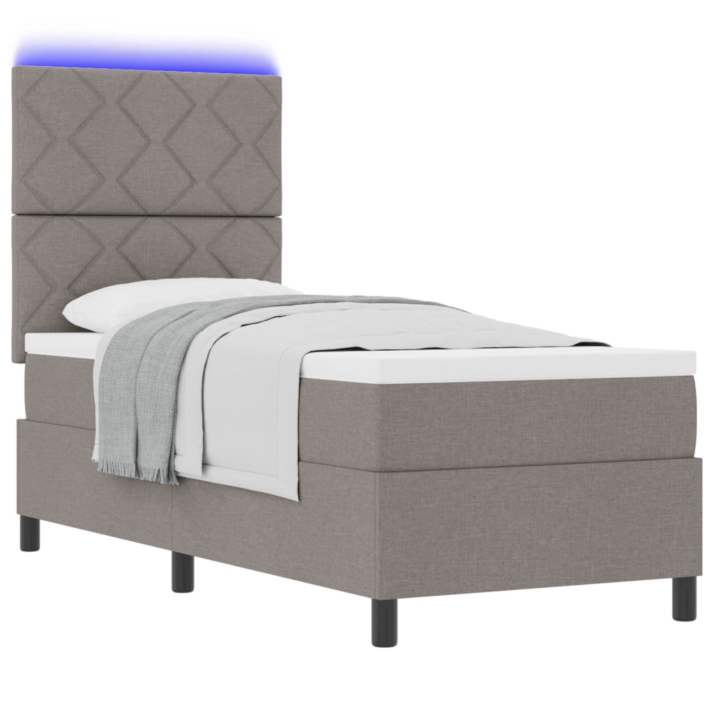 Letto a Molle con Materasso & Luce LED Taupe 80x200 cm Tessuto
