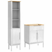 Set di mobili per il Bagno | Armadio da bagno con lo scaffale FLORO 2 pz Bianco