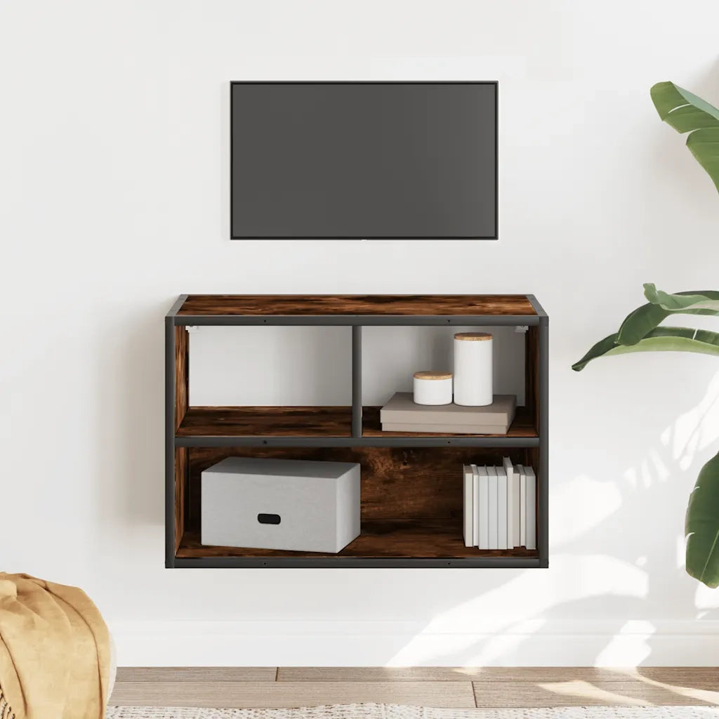 Mobile TV Rovere Fumo 60x31x39,5 cm Legno Multistrato e Metallo 848916