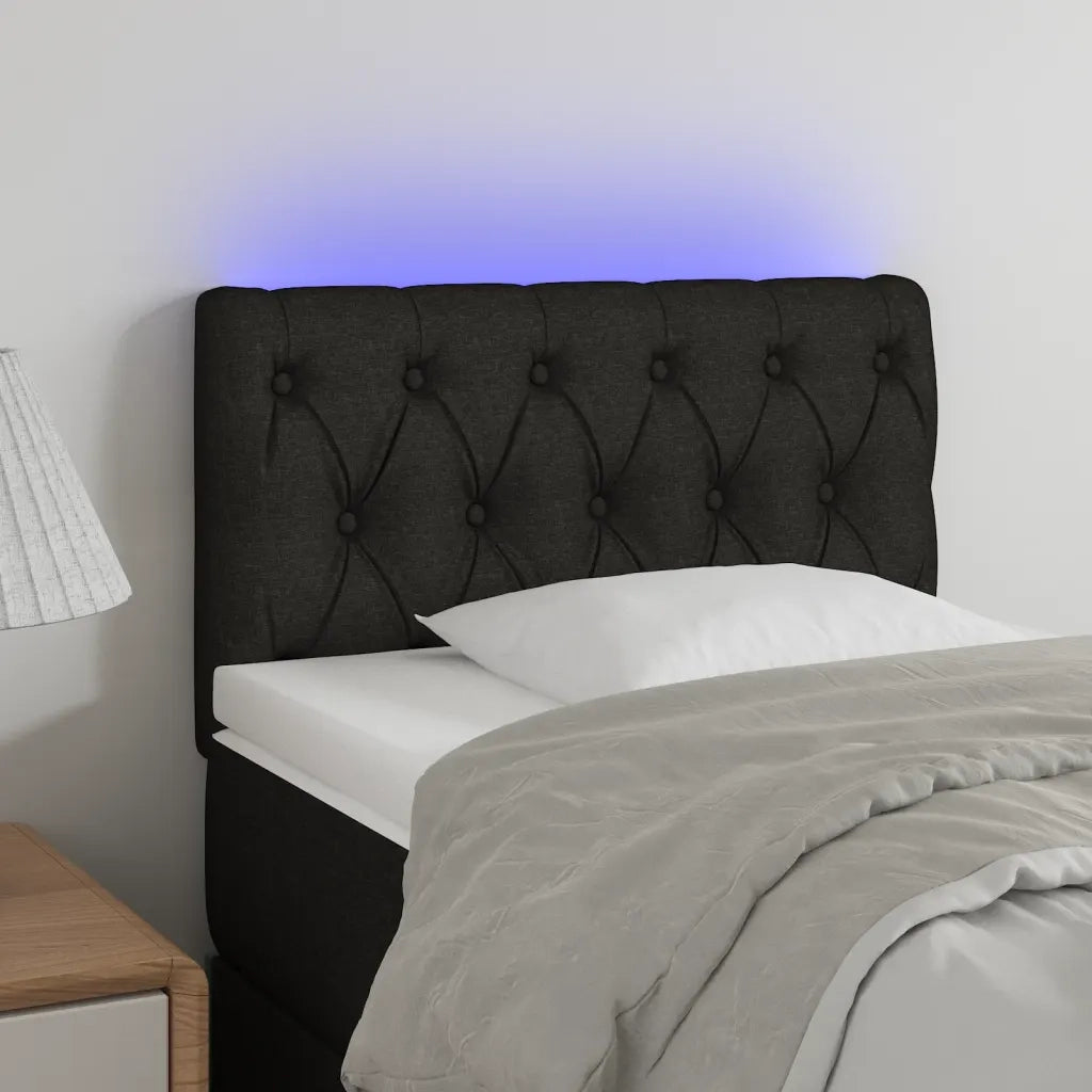 Testiera | Testata a LED Nera 80x7x78/88 cm in Tessuto