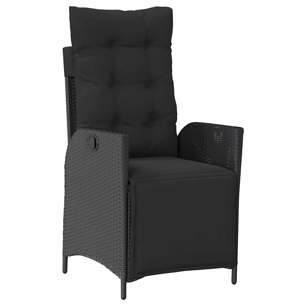 Set da Pranzo per Giardino con cuscino 5 pcs Nero polyrattan 3380535