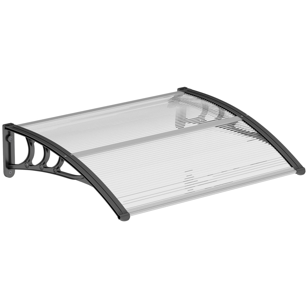 Pensilina da Esterni Impermeabile e Anti-UV, in PC, PP e Alluminio, 75x100x23 cm, Trasparente e Nero