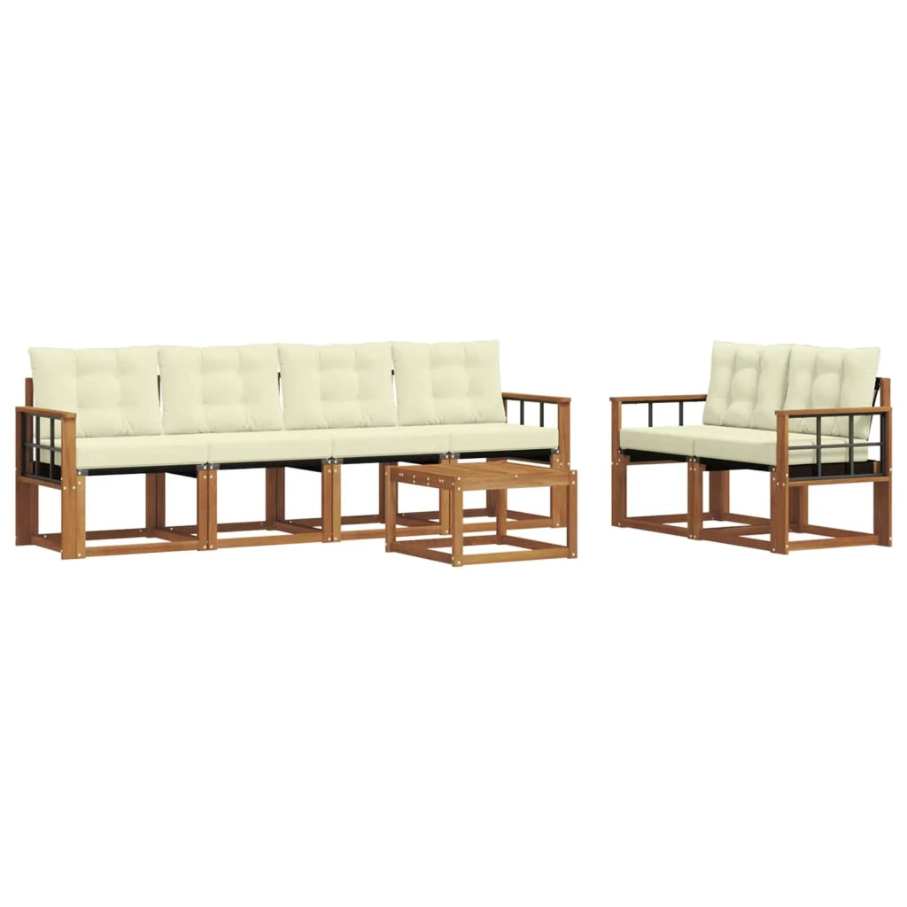 Set di divani da esterno con cuscino 7 pcs Naturale e Crema