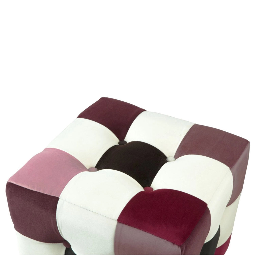 Pouf in velluto "Patchwork" - 42 x 42 x 42 cm - Multicolore