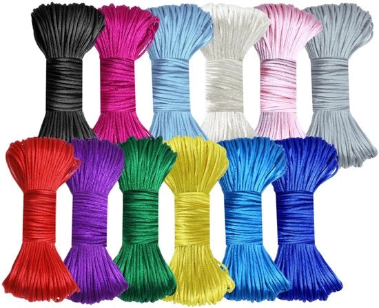 Nastro in Nylon 1,5 mm - 12 Colori - Telaio Satinato - Cinture Amicali - Maniglie - Materiale Leggero e Duraturo - Cordone per Collana