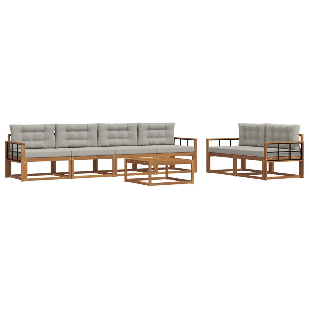 Set di divani da esterno 7 pcs Grigio Naturale e Chiaro 3367239