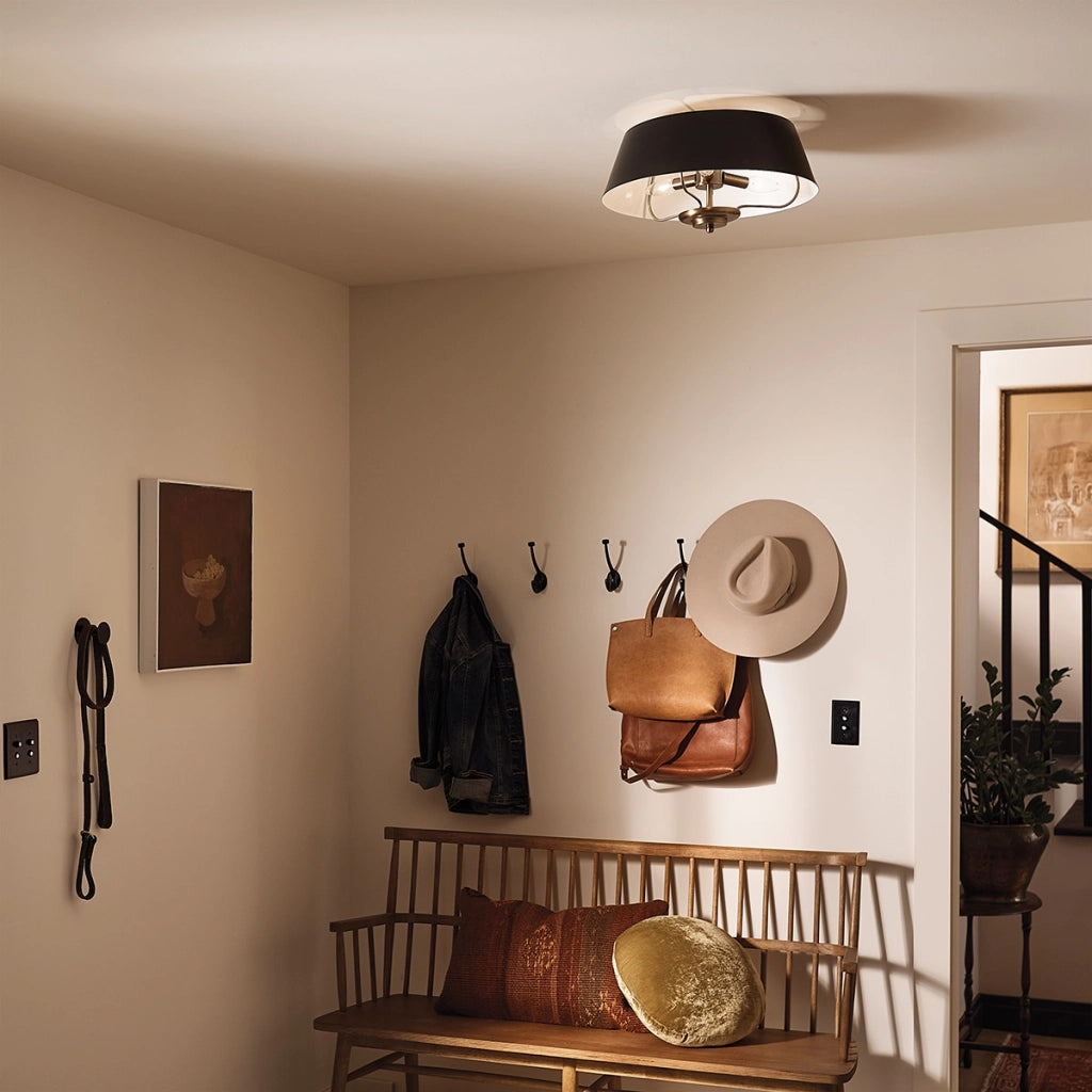 Lampada a sospensione Luella Kichler nero/ottone Ø41 3xE14