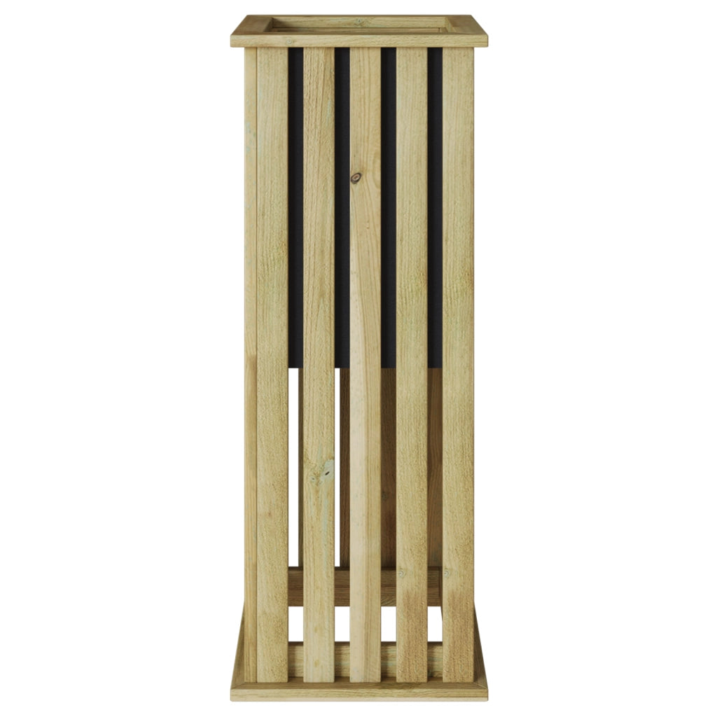 Vaso da Giardino con Rivestimento 33x33x85 cm Legno di Pino Impregnato