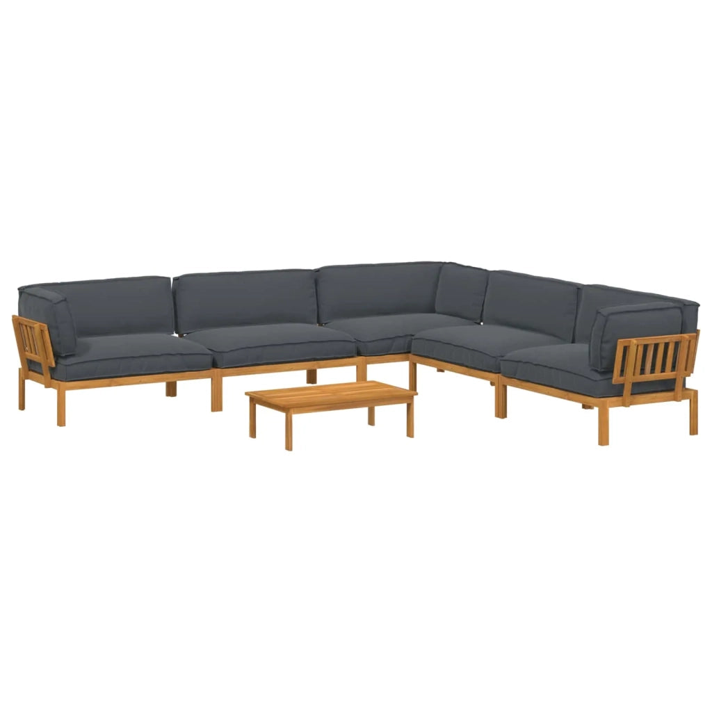 Set di divani 6 pcs Antracite Legno di Acacia Massello