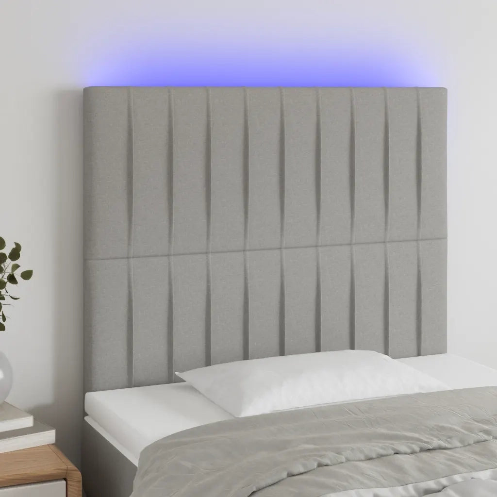 Testiera | Testata a LED Grigio Chiaro 90x5x118/128 cm in Tessuto