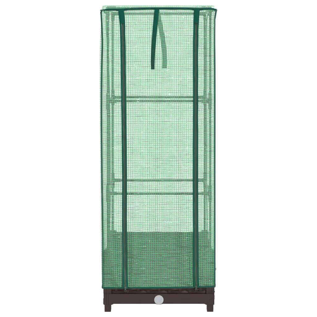 Aiuola rialzata/fioriera con copertura effetto rattan 40 x 40 x 123 cm Marrone 02_0038768