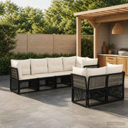 Set Divano da Giardino 7 pz 7-Numero di posti Nero polyrattan 3434281