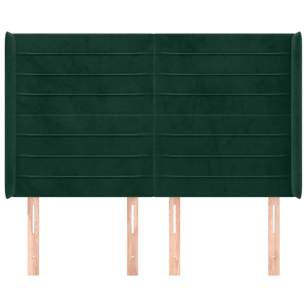 Testiera ad Orecchio Verde Scuro 147x23x118/128cm in Velluto 3119771