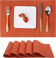 Set di piatti per tavolo da 6, piatti per tavolo in vinile tessuti lavabili resistente al calore antiscivolo adatto per cucina famiglia ristorante bar caffè (arancione)