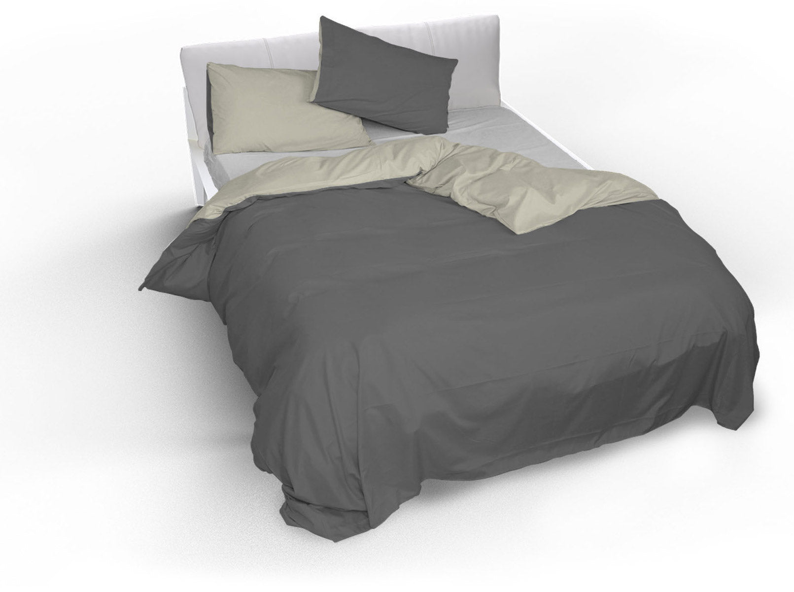 Copripiumino Singolo con Sacco e Federe Doubleface Fumo/Panna