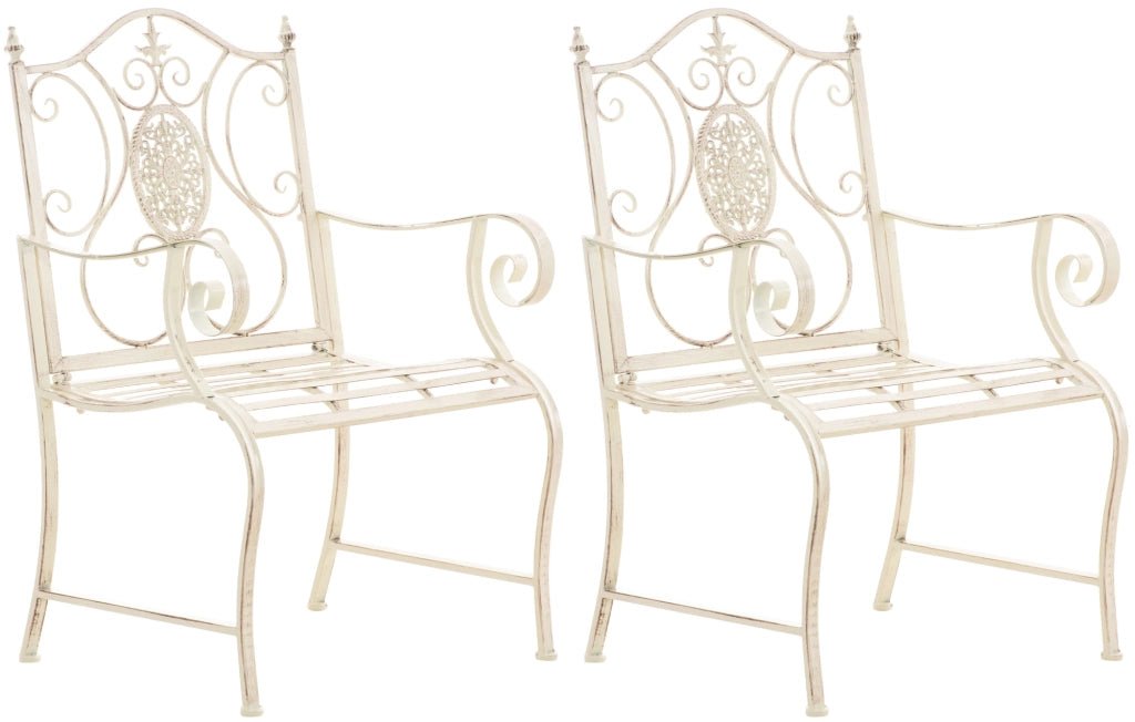 Set di 2 sedie da giardino Punjab con braccioli crema antica