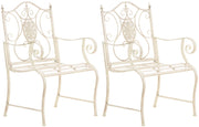 Set di 2 sedie da giardino Punjab con braccioli crema antica