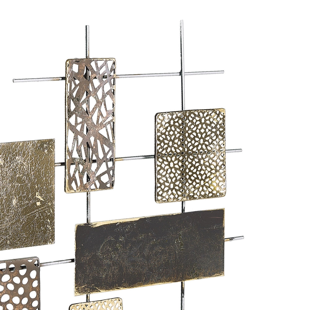 Decorazione da parete Motivo geometrico in metallo dorato Arte da parete in stile moderno