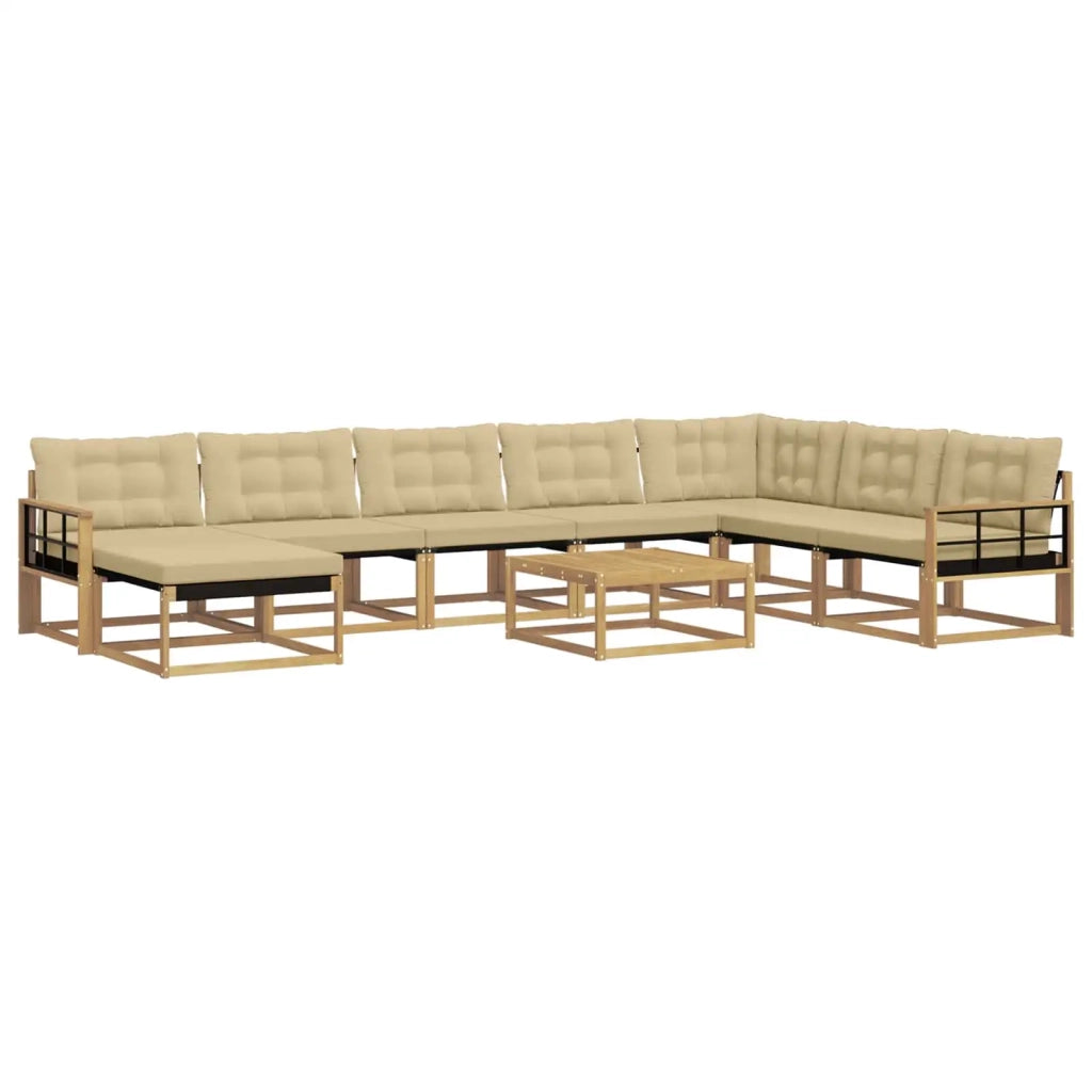 Set di divani da esterno 9 pcs Bianco e Beige