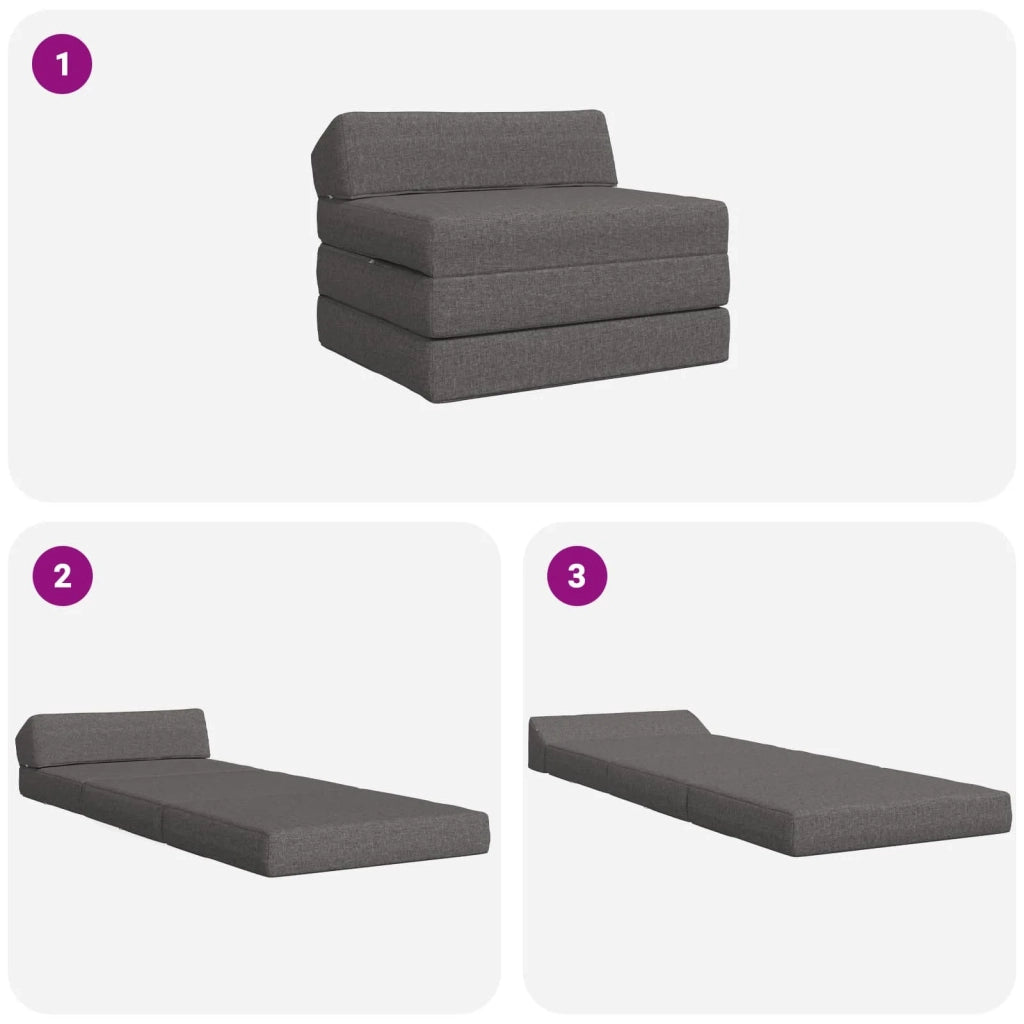 Divano Letto Pieghevole Grigio Chiaro 200 x 70 x 10 cm Tessuto 900017